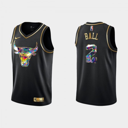 Maillot Basket Chicago Bulls Lonzo Ball 2 Nike 2021-22 Noir Golden Edition 75th Anniversary Diamond Swingman - Homme